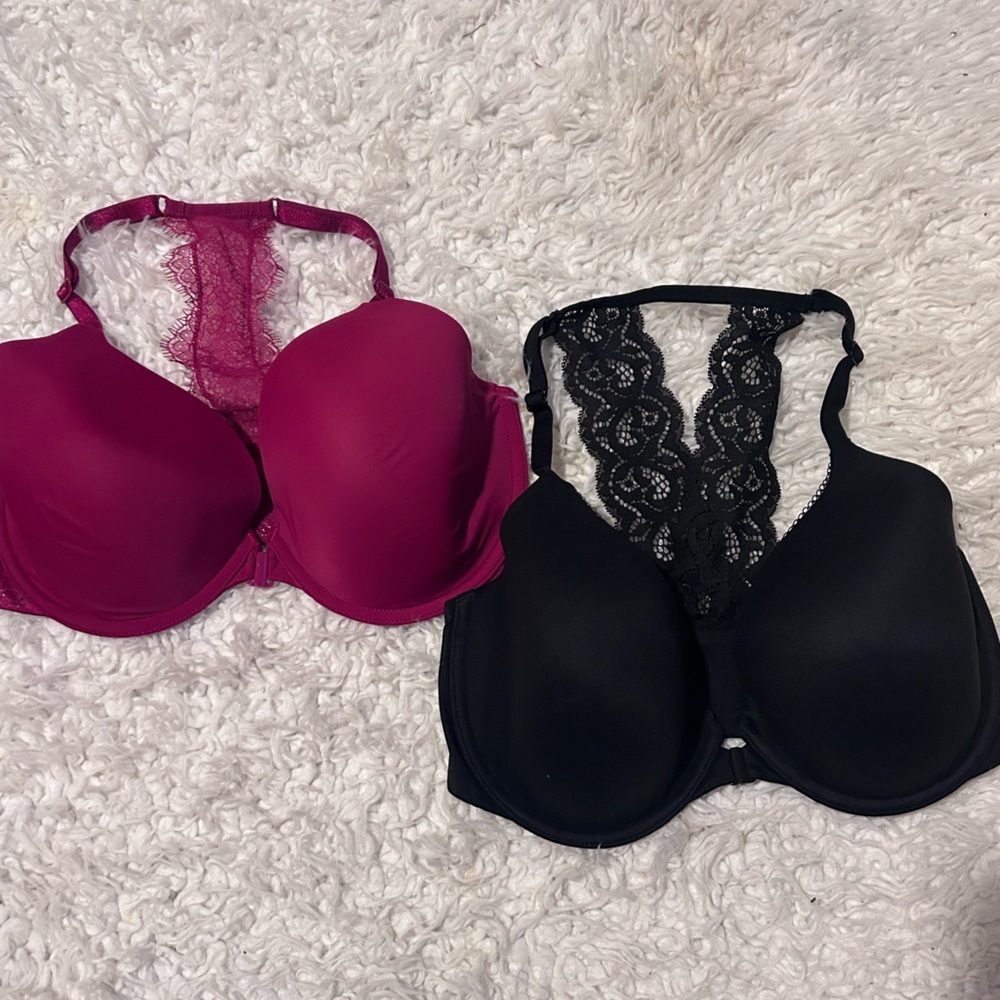 50%offw❤️ 2Victoria Secret Lined Demi Lace Racerback Front Closure Bra NWOT